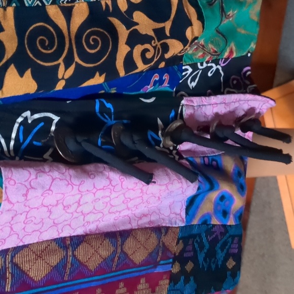 Vintage WE BE BOP* patchwork lined long sleeve jacket front closure back detail - Picture 8 of 15